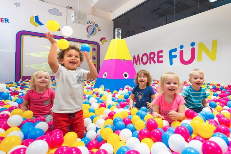 Kids playing in the ballpit of miniBOUNCE Motor City Dubai