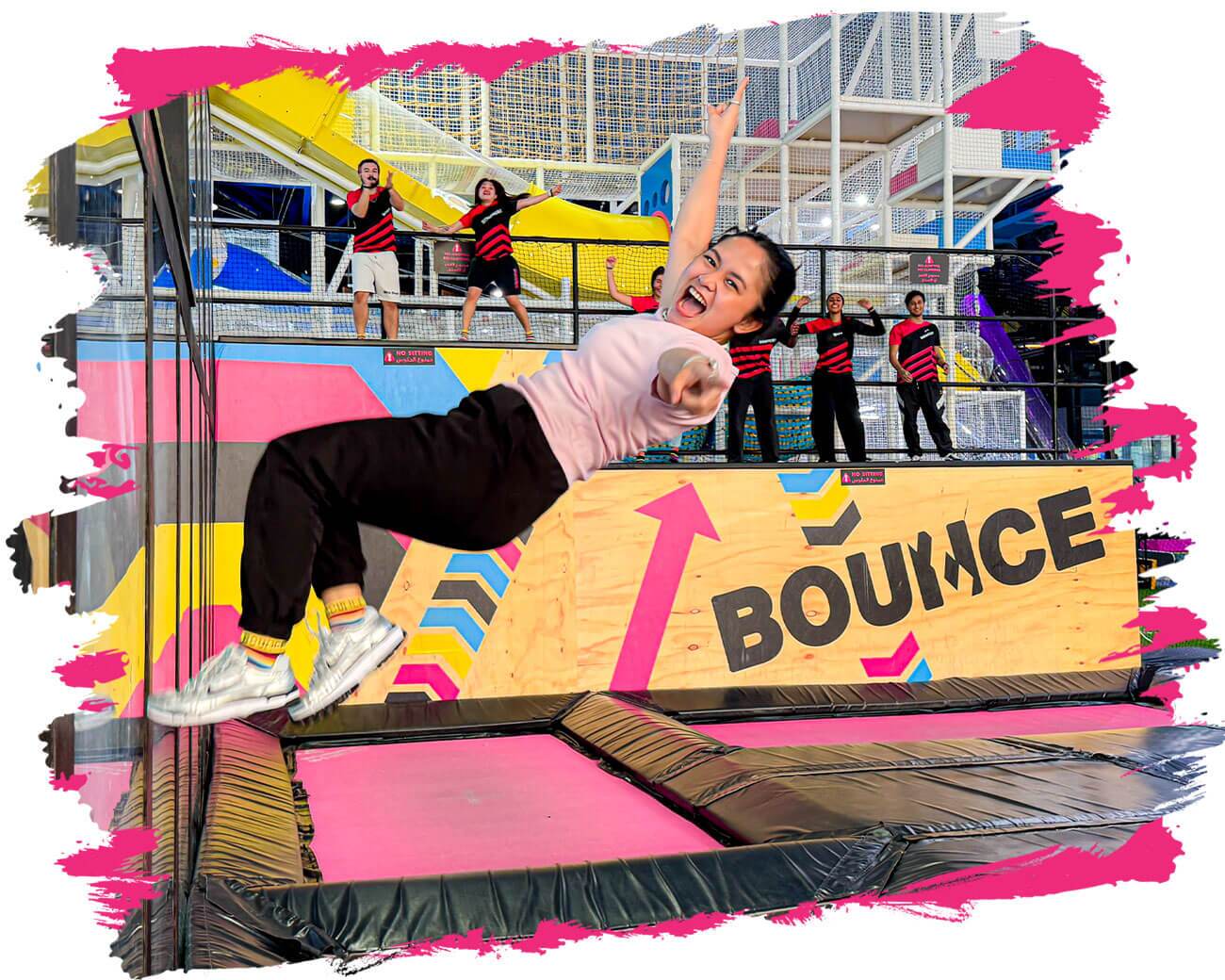 Girl doing wallrun at bounce showing bounce is more